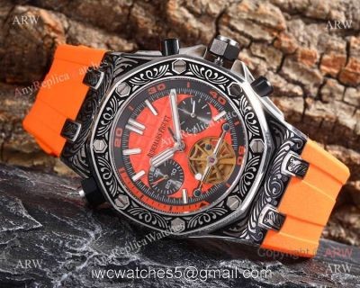 Best Copy Audemars Piguet Royal Oak Offshore Tourbillon Tattoo Watches Orange Rubber Strap