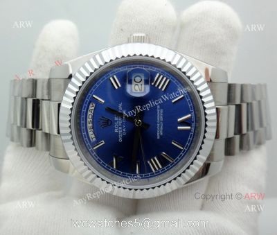 Best Rolex Day Date President Replica Watch 40mm Stainless Steel Blue Dial