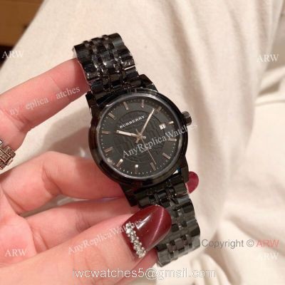 Solid Black Burberry Replica Watch 32mm Quartz Movement