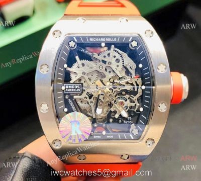 Copy Richard Mille RM035-Americas Watch SS Orange Rubber Band