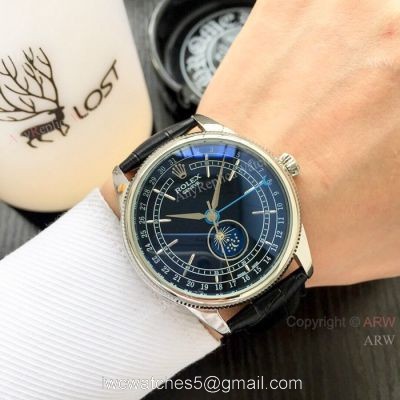 Rolex Geneve Cellini Moonphase SS Black Dial / New Baselworld Rolex Cellini Moonphase Replica Watch