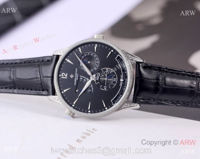 Clone Vacheron Constantin Power Reserve watch SS Diamond Black Dial