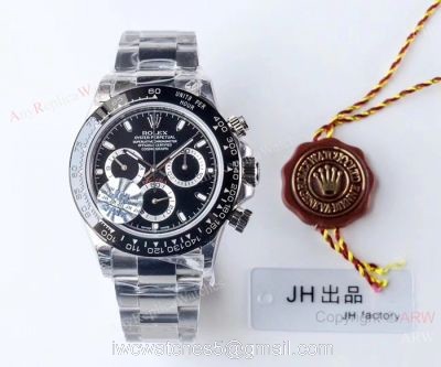 1:1 Clone Rolex Daytona JH Factory SWISS 4130 Stainless Steel Black Ceramic Watch