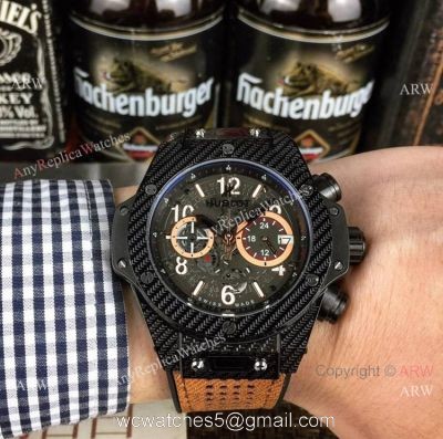Hublot Big Bang Unico King Replica Watch Black Case Brown Gummy Band