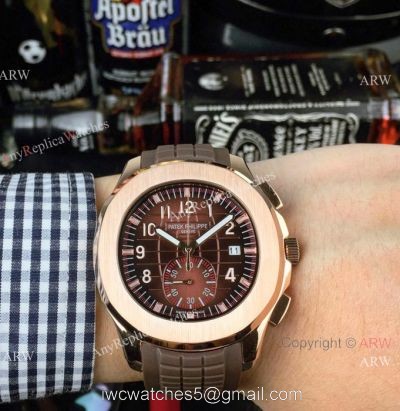 Japan Grade Patek Philippe Aquanaut Replica watch Rose Gold Brown Chronograph Dial