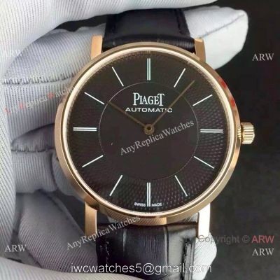 1 1 Swiss Replica Piaget Altiplano 9015 Rose Gold Black Dial Watch