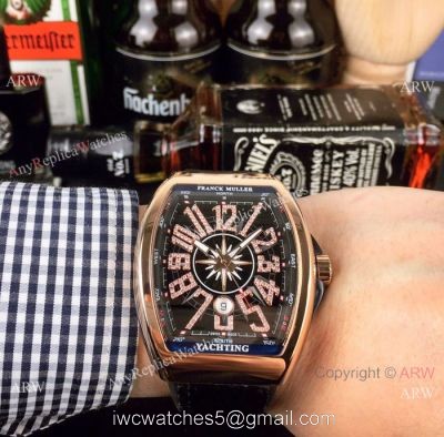 Swiss Copy Franck Muller Vanguard Yachting v45 Watch Rose Gold Black Face