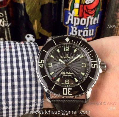 2019 Replica Blancpain Fifty Fathoms 300m SS Black Dial Watch  Swiss Quality