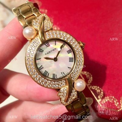 Swiss Quality Cartier Sapphire glass Yellow Gold Watch 33mm