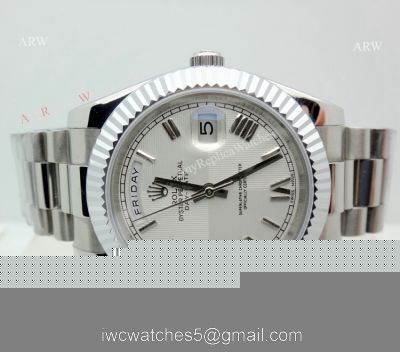 New Rolex Day Date President Replica Stainless Steel White Dial Watch 40mm