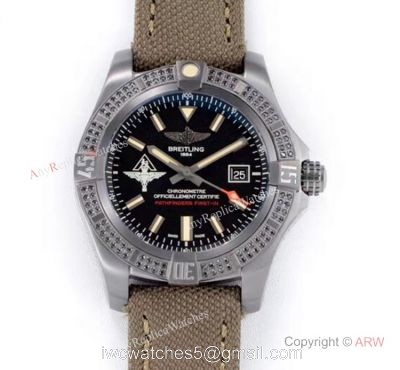 GB Swiss Replica Breitling Avenger blackbird V2 Watch Titanium Case Green Strap