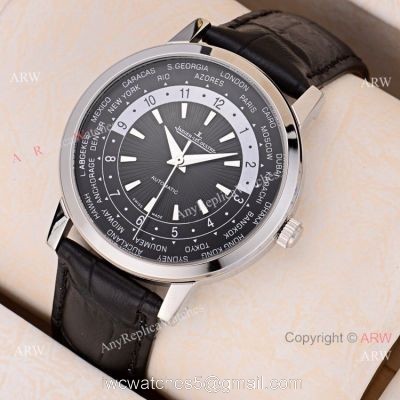 2019 Copy Jaeger LeCoultre Master White Dial Black Leather Strap Watch