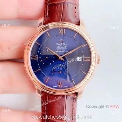 DV Replica Omega De Ville Prestige Co?Axial Power Reserve Watch Rose Gold 39.5mm