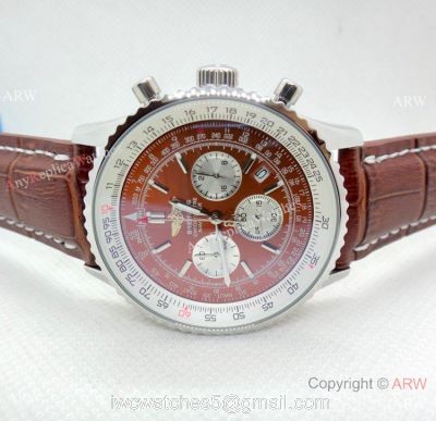 Copy Breitling Navitimer Chronometre Japanese Watch SS Brown Dial