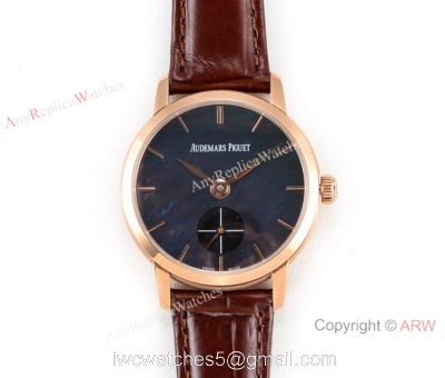 GB Factory replica Audemars Piguet Jules Audemars Rose Gold Black MOP Dial Watch