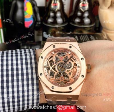 Audemars Piguet Royal Oak Skeleton Replica Watch Rose Gold Case