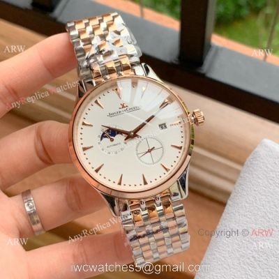 New Copy Jaeger leCoultre Moonphase Watch Two Tone Rose Gold Watch Band
