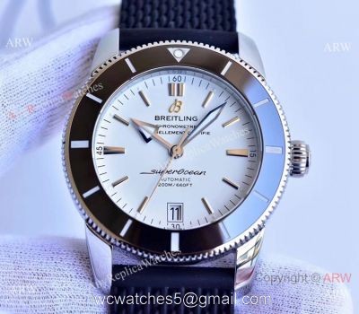 (GF) Copy Breitling Superocean Heritage II Swiss 9015 Watch White Dial Black Rubber Band