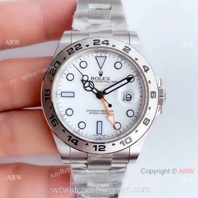 Swiss Replica Rolex Explorer II 42mm White Dial V7 Swiss 3186 Noob Watch Factory