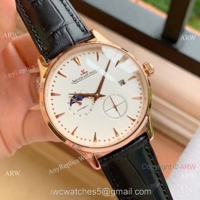 Fake Jaeger-leCoultre Moonphase Rose Gold White Dial Watch