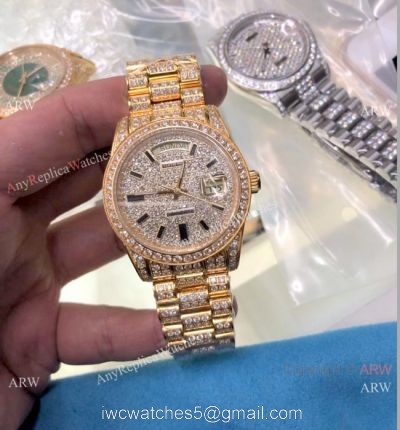 Rolex Presidential Diamond Bezel Replica Watch Day Date 28mm Women/Men
