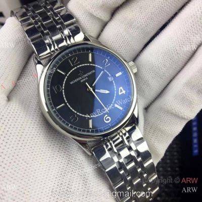 Copy Vacheron Constantin Geneve Stainless Steel Black Watch  Low Price