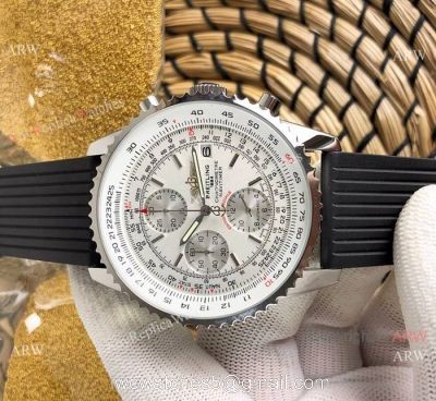 Breitling Navitimer Rubber Strap Edition Speciale Replica Watches  White Face