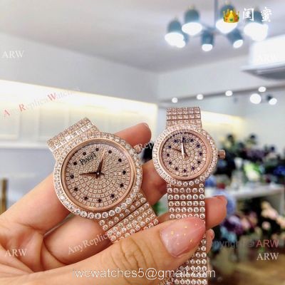Swiss Grade Copy Piaget Polo Diamond Rose Gold Watch Ladies size