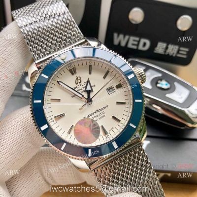 New replica Breitling Superocean Heritage Automatic Watches Blue Bezel White Dial 42mm