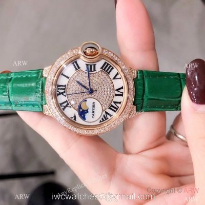 Fake Cartier Ballon Bleu Rose Gold Diamond Watches 36mm Lady