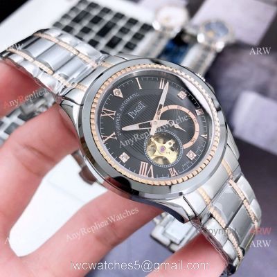New Replica Piaget Tourbillon Watch  2-Tone Rose Gold Sapphire Glass