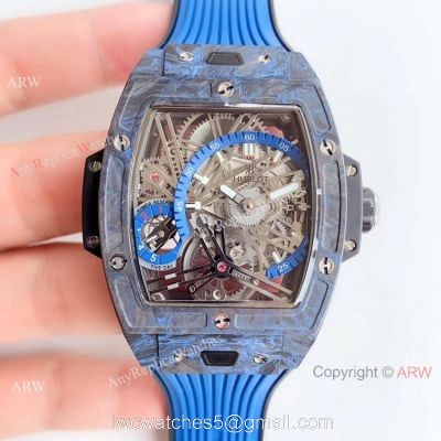 Swiss Replica Hublot Spirit of Big Bang Tourbillon Carbon  Blue Watch  2019 New
