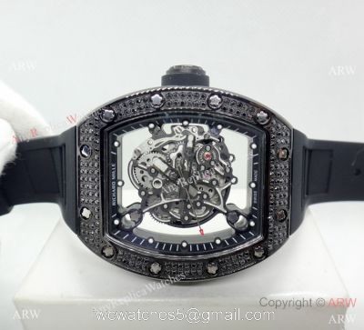 Clone Richard Mille Skeleton Diamond Watch  Swiss Quality Richard Mille AAA