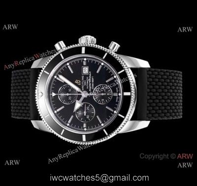 Swiss Copy Breitling Superocean Heritage Asia 7750 Watch SS Black Face