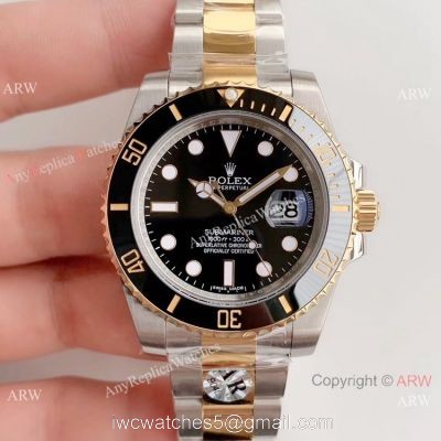 Copy Rolex Submariner AR Factory 2-Tone Black Dial 3135 Watch