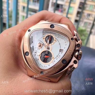 Fake Tonino Lamborghini Spyder 8901 watch Rose Gold White Dial