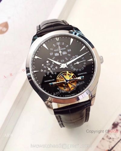 Jaeger-LeCoultre Perpetual Calendar Copy Watches SS Black Dial