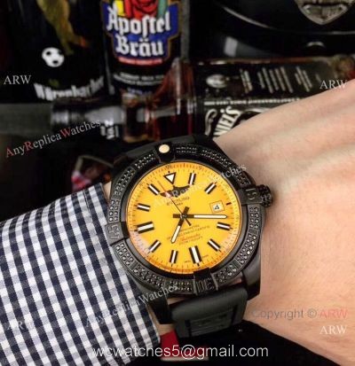Luxury Copy Breitling Avenger Diamond Bezel Yellow Dial Watches