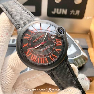 Replica Ballon Bleu De Cartier Asia 8215 Watch PVD Case Leather Band