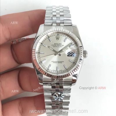 Swiss Replica Rolex Datejust Silver Face Jubilee ETA 3135 V2 Watch  Rolex AR Factory