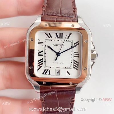 Swiss Grade Copy Cartier Santos HBBv6 Automatic Watch Two Tone Rose Gold