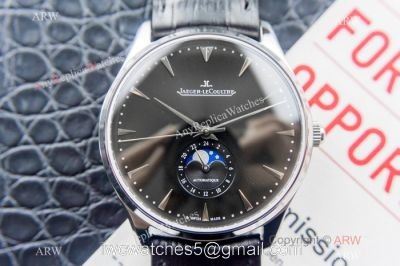 Swiss Grade Jaeger LeCoultre Master Ultra Thin Moon SS Black Face Watch 39mm