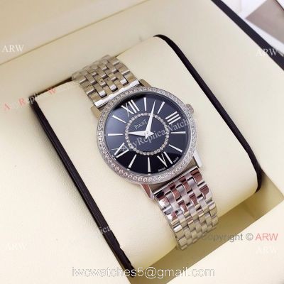 Best Copy Piaget Ladies Quartz Watches  Stainless Steel Black Face 36mm
