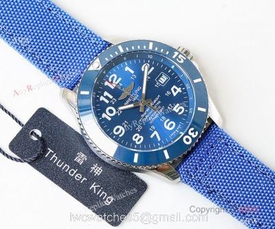 Swiss Copy Breitling Superocean II Sapphire Glass Watch  Silver Case Blue Face