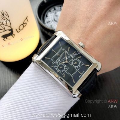 Copy Vacheron Constantin Geneve 40m Men Watch Black Dial Black Leather Strap