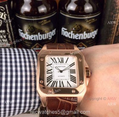 Cartier Santos 100th Anniversary Rose Gold Replica watch for Sale