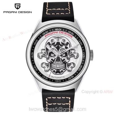 Fake Pagani Design Stainless Steel Skeleton Skull Dial Mens Watch