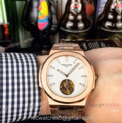 Best Replica Patek Philippe Tourbillon Watches 40mm Rose Gold and White