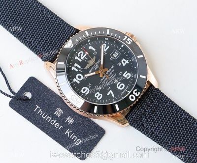 Swiss Replica Breitling Superocean II Black Dial Rose Gold Watch  New 2019