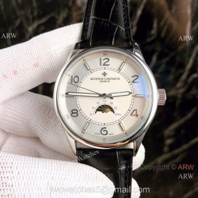 Copy Vacheron Constantin Moon phase Men Watches Silver Dial